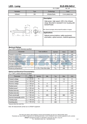 ELD-950-545-2 datasheet - LED - Lamp