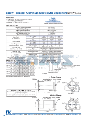 NSTLW datasheet - Screw Terminal Aluminum Electrolytic Capacitors