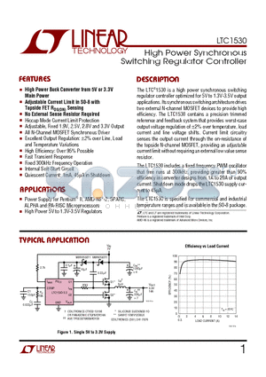 LTC1530I datasheet - High Power Synchronous Switching Regulator Controller