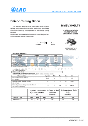 MMBV3102LT1 datasheet - Silicon Tuning Diode