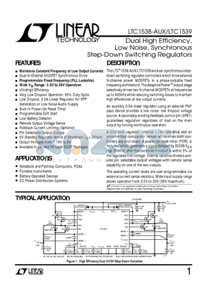 LTC1539IGW datasheet - Dual High Efficiency, Low Noise, Synchronous Step-Down Switching Regulators