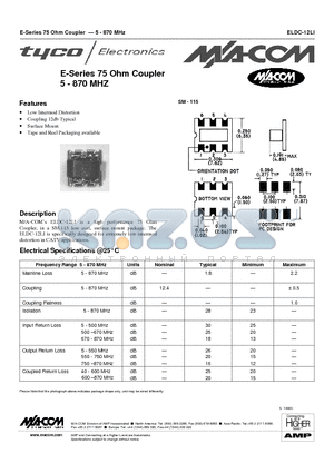 ELDC-12LI datasheet - E-Series 75 Ohm Coupler 5 - 870 MHZ