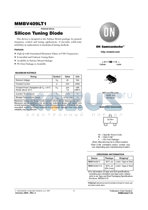 MMBV409LT1G datasheet - Silicon Tuning Diode