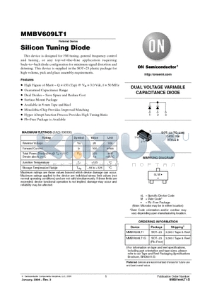 MMBV609LT1G datasheet - Silicon Tuning Diode