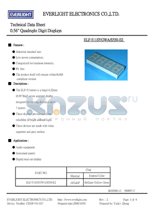 ELF-511SYGWA datasheet - 0.56 Quadruple Digit Displays