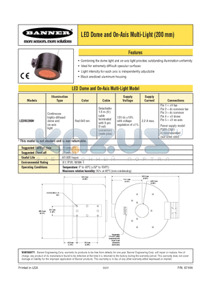 LEDRC200N datasheet - LED Dome and On-Axis Multi-Light (200 mm)