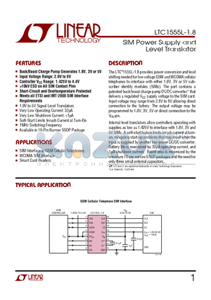 LTC1555L-1.8 datasheet - SIM Power Supply and Level Translator