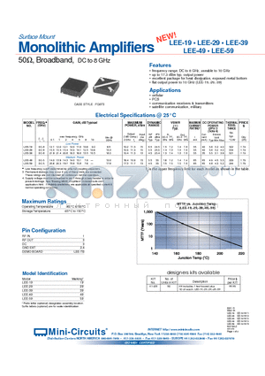 LEE-49 datasheet - Surface Mount Monolithic Amplifiers