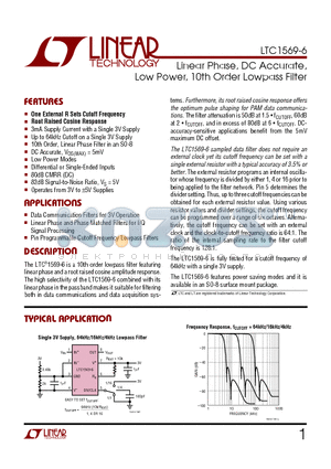 LTC1569-6_1 datasheet - Linear Phase, DC Accurate, Low Power, 10th Order Lowpass Filter