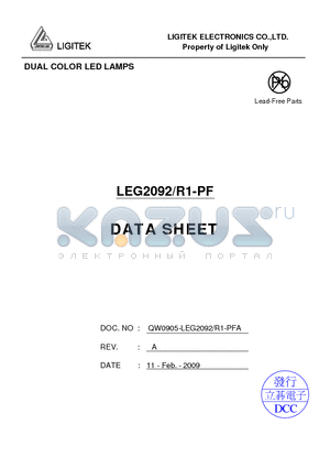 LEG2092-R1-PF datasheet - DUAL COLOR LED LAMPS