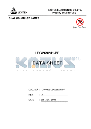LEG2692-H-PF datasheet - DUAL COLOR LED LAMPS