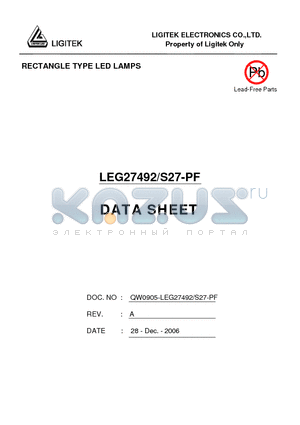 LEG27492-S27-PF datasheet - RECTANGLE TYPE LED LAMPS