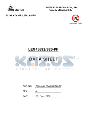 LEG45892-S26-PF datasheet - DUAL COLOR LED LAMPS