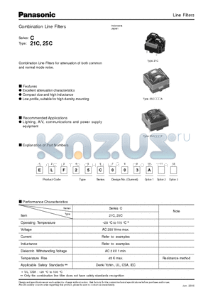 ELF21C004A datasheet - Line Filters