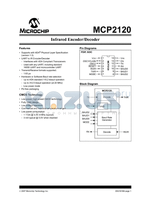 MCP2120 datasheet - Infrared Encoder/Decoder