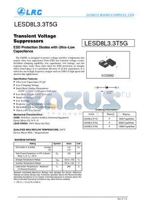 LESD8L3.3T3G datasheet - Transient Voltage Suppressors ESD Protection Diodes with UltraLow Capacitance