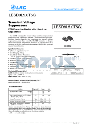 LESD8L5.0T5G datasheet - Transient Voltage Suppressors ESD Protection Diodes with UltraLow Capacitance