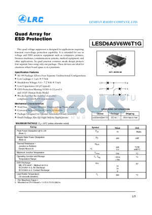 LESD6A5V6W6T1G datasheet - Quad Array for ESD Protection