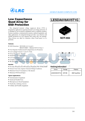 LESDA6V8AV5T1G datasheet - Low Capacitance Quad Array for ESD Protection