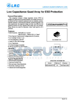 LESDA6V8AW5T1G datasheet - Low Capacitance Q uad Array for ESD Protection