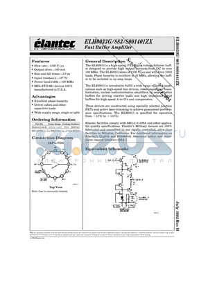 ELH0033G datasheet - Fast Buffer Amplifier