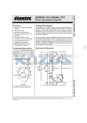 ELH0101AK datasheet - Power Operational Amplifier