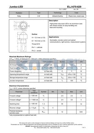 ELJ-670-629 datasheet - Jumbo-LED