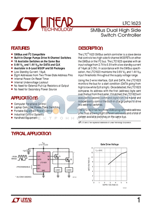 LTC1623IS8 datasheet - SMBus Dual High Side Switch Controller