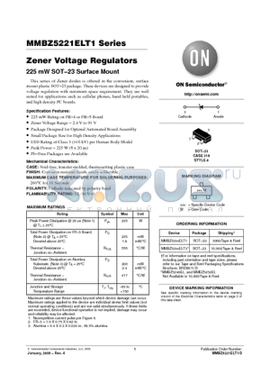 MMBZ5221ELT1G datasheet - Zener Voltage Regulators