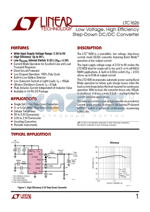 LTC1626 datasheet - Low Voltage, High Efficiency Step-Down DC/DC Converter