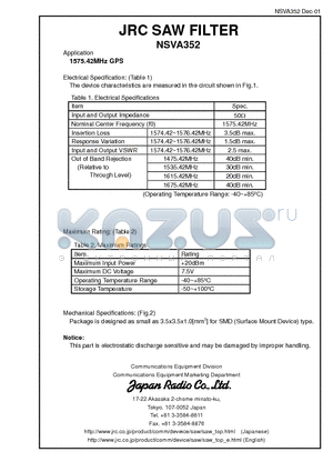 NSVA352 datasheet - JRC SAW FILTER