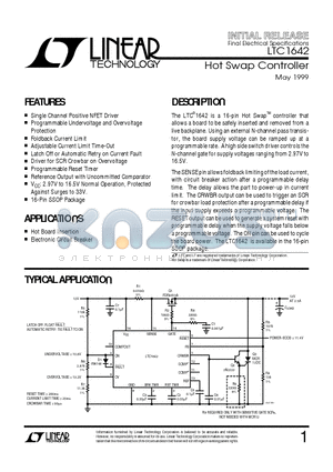 LTC1642IGN datasheet - Hot Swap Controller