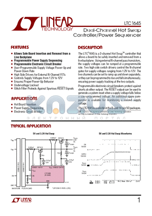 LTC1645IS8 datasheet - Dual-Channel Hot Swap Controller/Power Sequencer