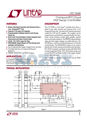LTC1646CGN datasheet - CompactPCI Dual Hot Swap Controller