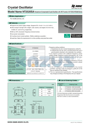 NT2520SA-13M-NSA3400B datasheet - Crystal Oscillator