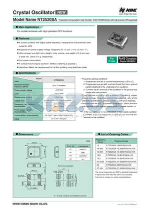 NT2520SA-13M-NSA3410A datasheet - Crystal Oscillator