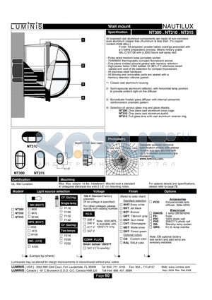 NT310 datasheet - Wall mount