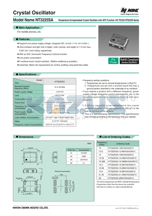 NT3225SA-12.8M-NSA3391C datasheet - Crystal Oscillator Temperature-Compensated Crystal Oscillator with AFC Function (VC-TCXO)