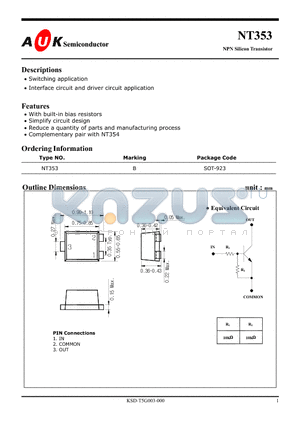 NT353 datasheet - NPN Silicon Transistor