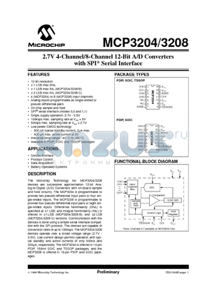 MCP3204-BIST datasheet - 2.7V 4-Channel/8-Channel 12-Bit A/D Converters with SPI Serial Interface