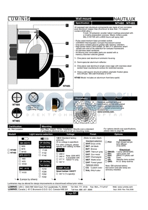 NT480 datasheet - Wall mount