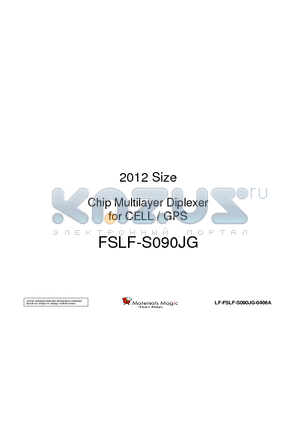 LF-FSLF-S090JG-0406A datasheet - 2012 Size Chip Multilayer Diplexer for CELL / GPS