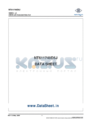 NT511740D5J-60 datasheet - CMOS with Extended Data Out