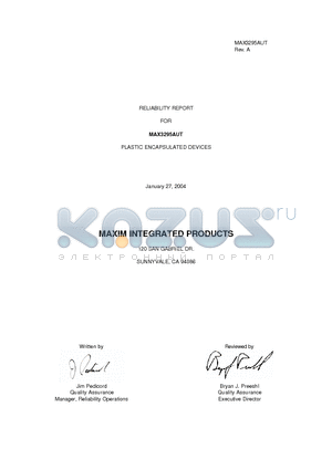 MAX3293 datasheet - PLASTIC ENCAPSULATED DEVICES