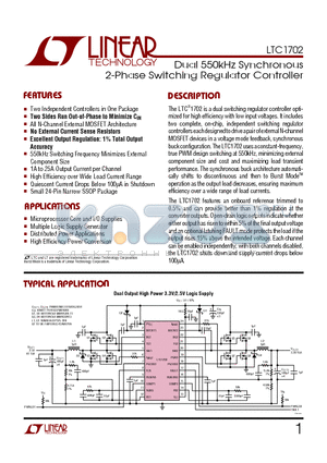 LTC1702 datasheet - Dual 550kHz Synchronous 2-Phase Switching Regulator Controller