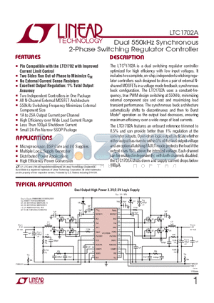 LTC1702AIGN datasheet - Dual 550kHz Synchronous 2-Phase Switching Regulator Controller