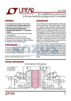 LTC1702I datasheet - Dual 550kHz Synchronous 2-Phase Switching Regulator Controller