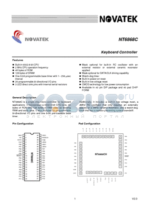 NT6868C datasheet - Keyboard Controller