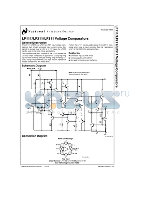 LF111 datasheet - Voltage Comparators