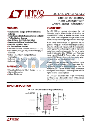 LTC1730EGN-4 datasheet - Lithium-Ion Battery Pulse Charger with Overcurrent Protection